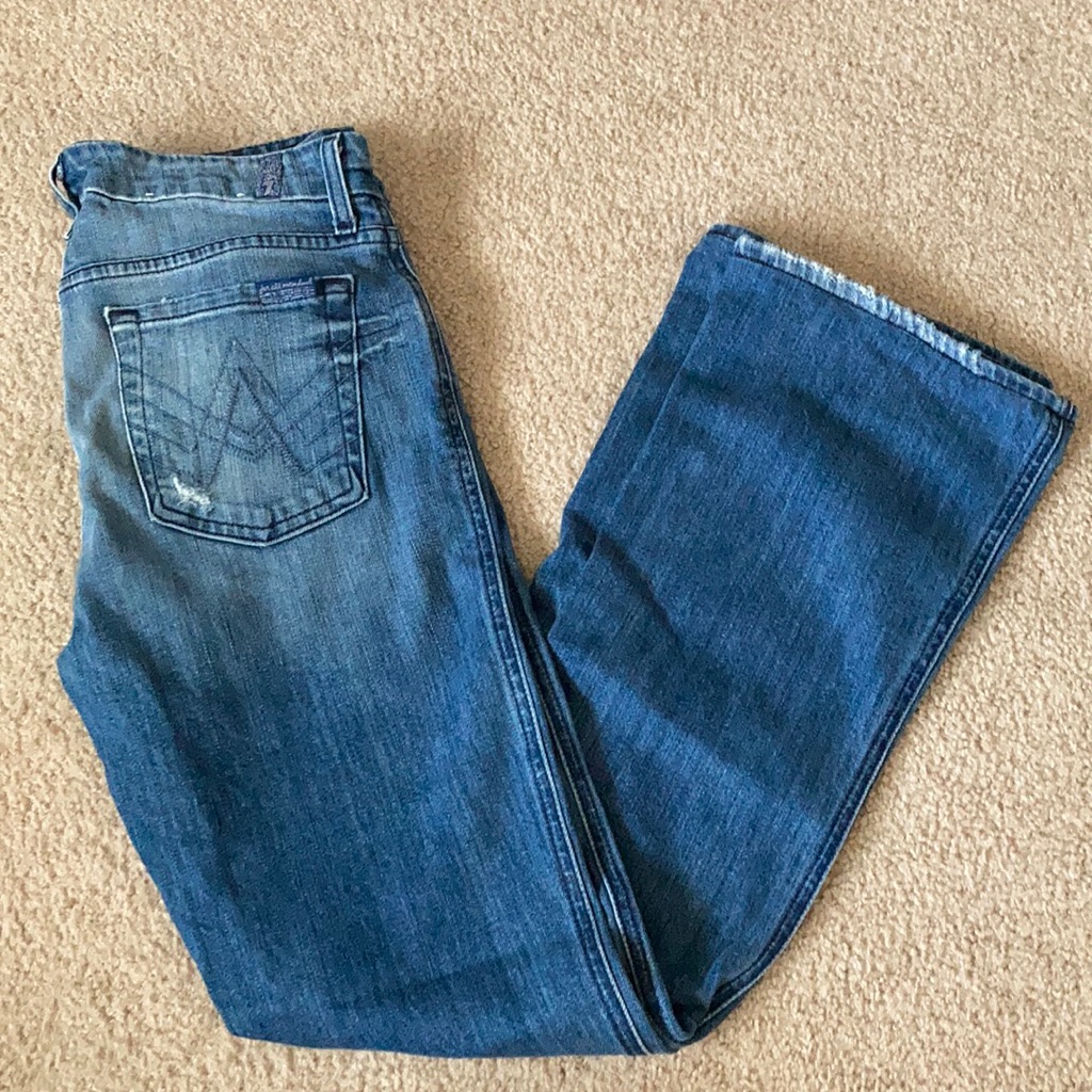 7 For All Mankind Women's Dark Blue Flared Jeans
